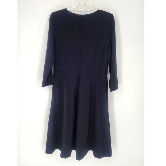 Talbots Navy Fit & Flare Dress w/ Grommet Scarf Detail Size 8 - Picture 3 of 12